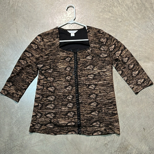 Christopher and Banks Brown and Black Animal Print Long Sleeve Size MP